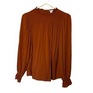 a new day Small Burnt Orange Long Sleeve High Neck Blouse